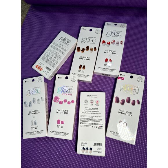 Dashing Diva Lot Glazed Donut & Glaze Semi Cured Gel NEW Press On Nails Pedicure - Picture 1 of 5